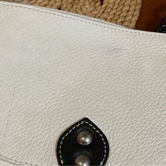 Cavalcanti Soft Leather Italian Shoulder Bag Purse With Black Tassels Off White - Picture 8 of 16